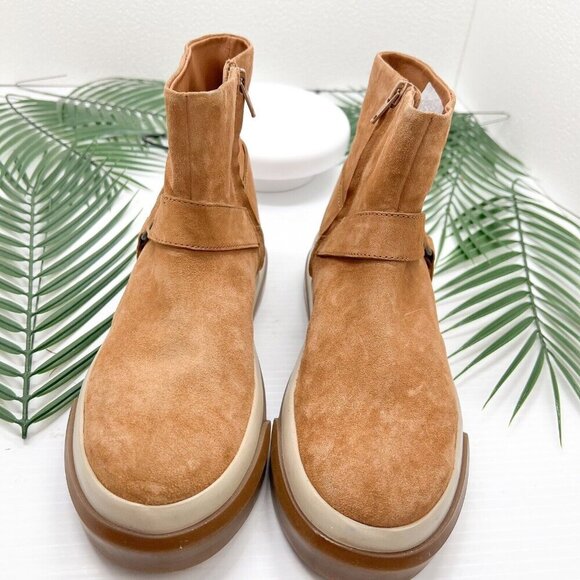 Free People Suede Bodhi Harness Boots 7.5 Brown Pull-On Ankle Fall NWOB - Picture 3 of 12